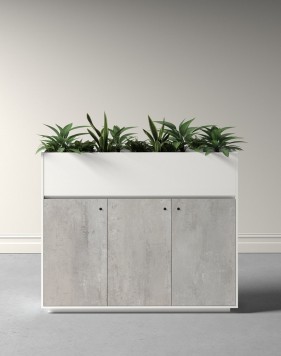 ECO Planter Cabinet White with Lockable Push Open Doors