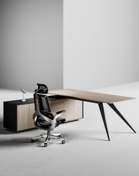 Zenon Black L-Shape Executive Desk