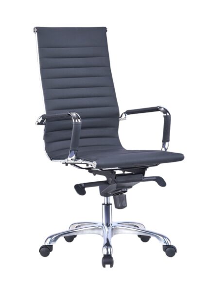Executive Ergonomic Office Chair – PU Leather, 4-Angle Locking Synchro Tilt, Aluminium Base & Nylon Casters